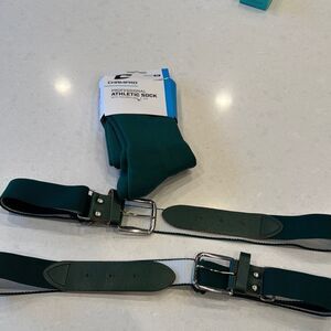 Champro sock and 2 belts dark green new with tags.
